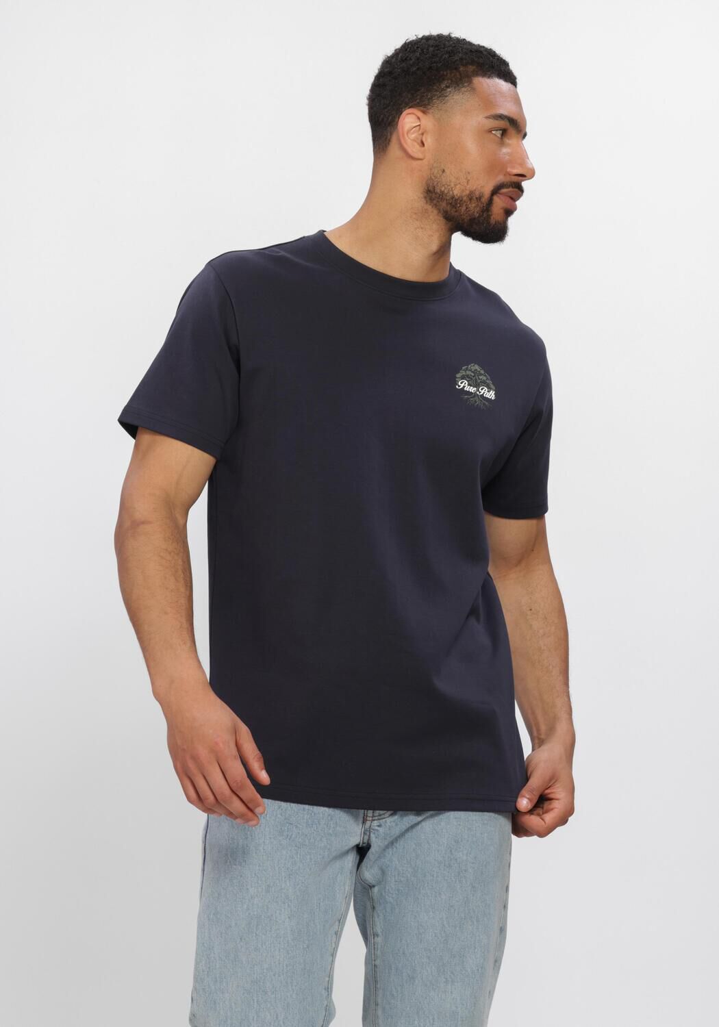 Donkerblauwe PURE PATH T-shirt ROOTED TREE - large
