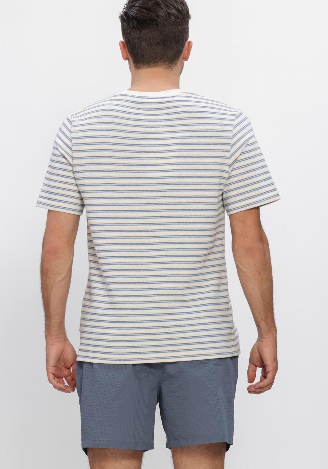 Blauwe SELECTED MEN Polo / T-shirt SLHKEVIN STRIPE SS O-NECK TEE - large