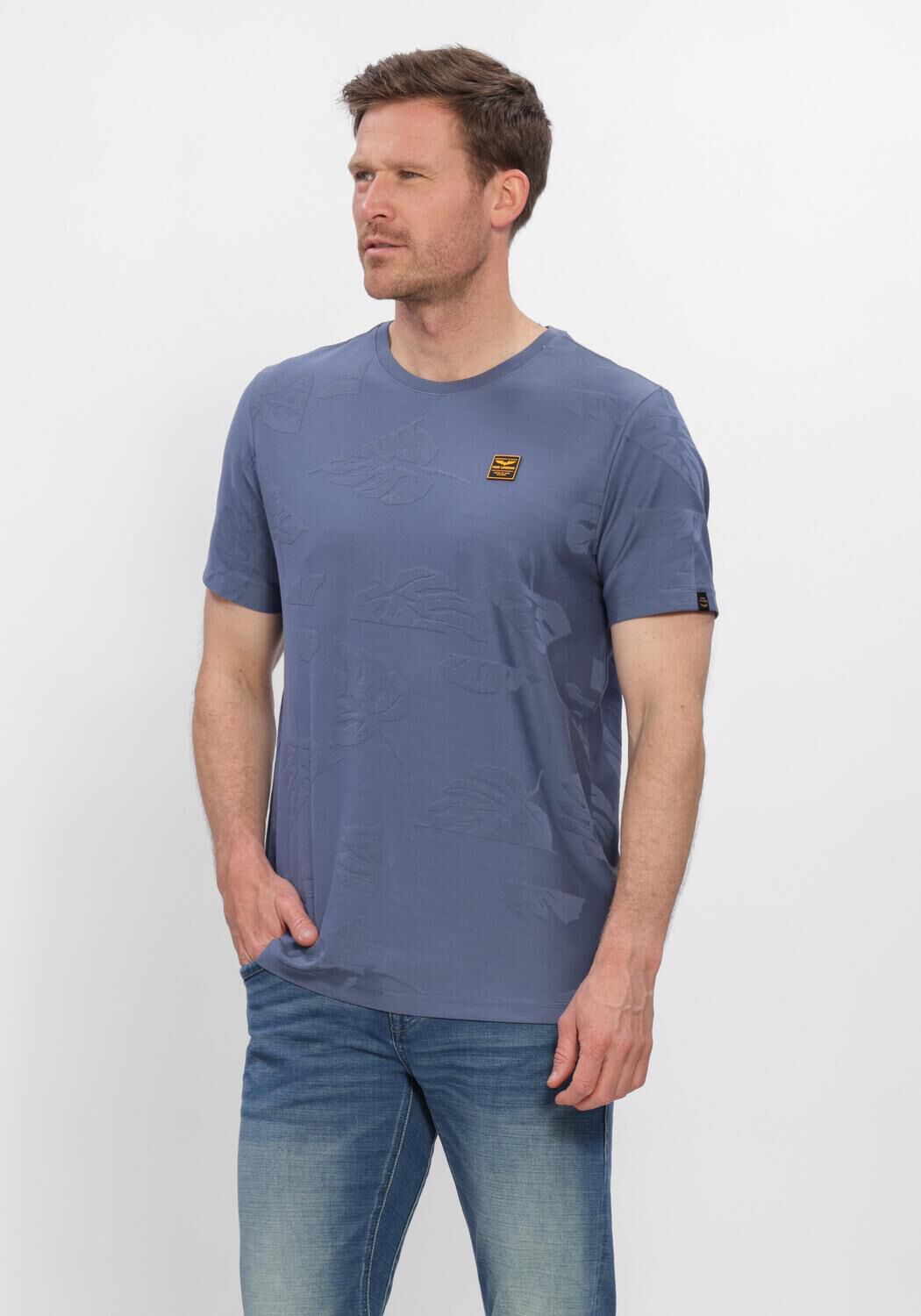 Blauwe PME LEGEND Polo SHORT SLEEVE R-NECK JACQUARD JERSEY - large