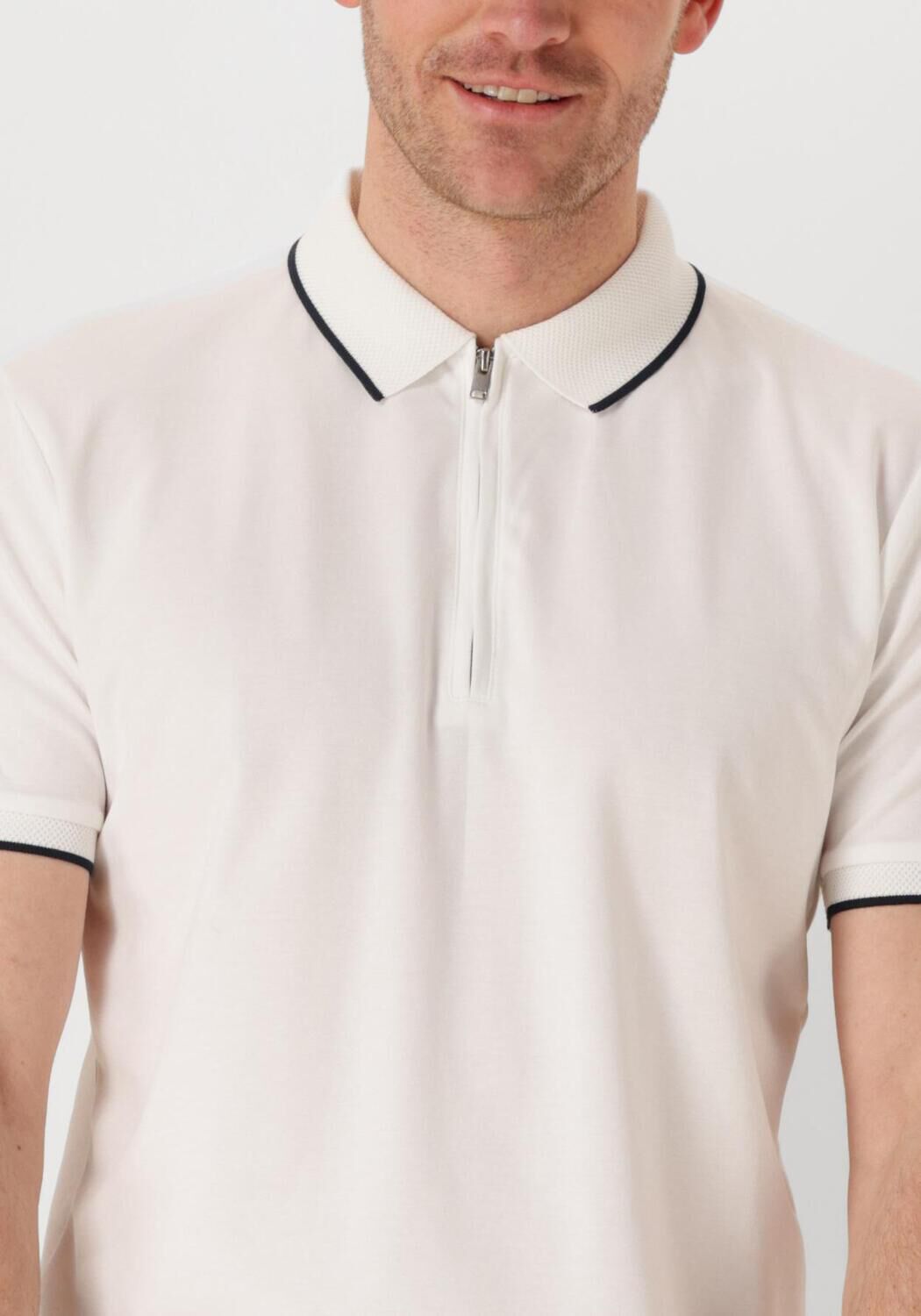 SELECTED HOMME Heren Polo's & T-shirts Slhfave Sport Zip Ss Polo Noos Wit