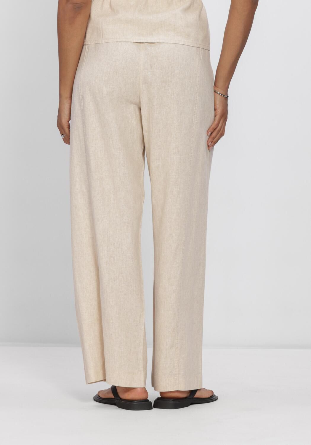 Beige OBJECT Broeken OBJKADIE MW WIDE PANTS 145 - large