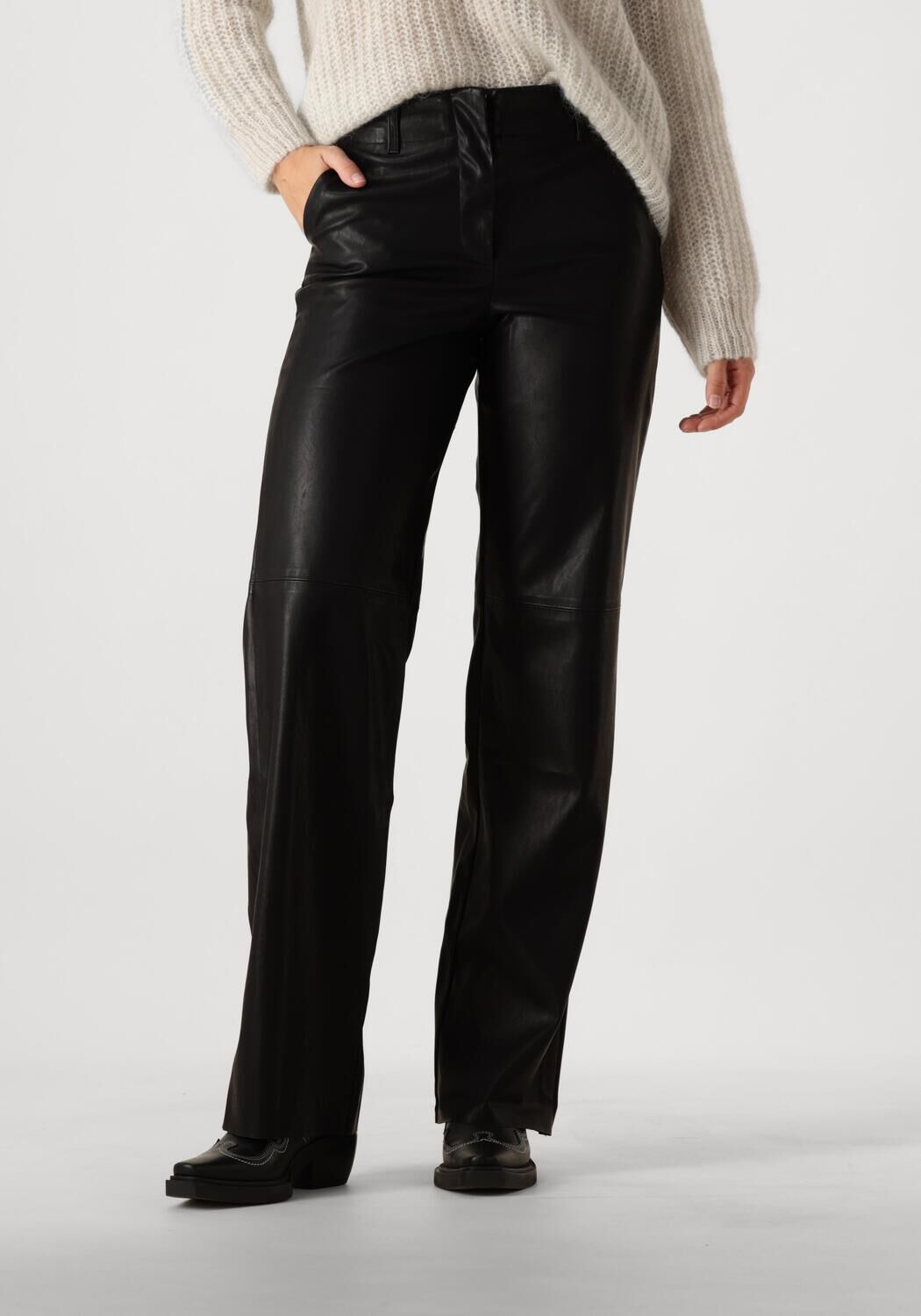 Wijde leren broek dames top
