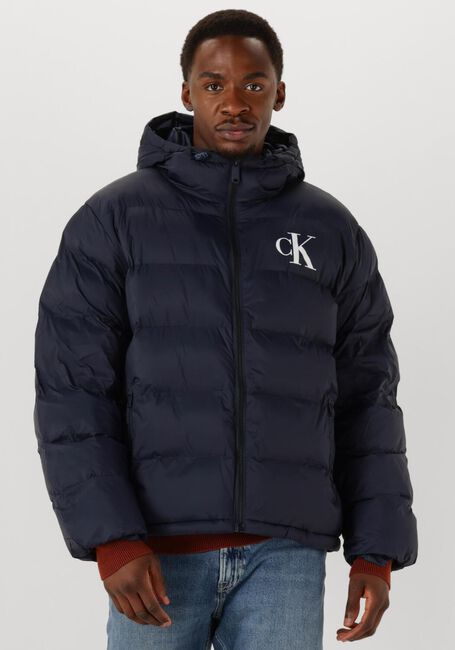 Donkerblauwe CALVIN KLEIN Gewatteerde jas LS NYLON MONGRAM PUFFER JKT - large