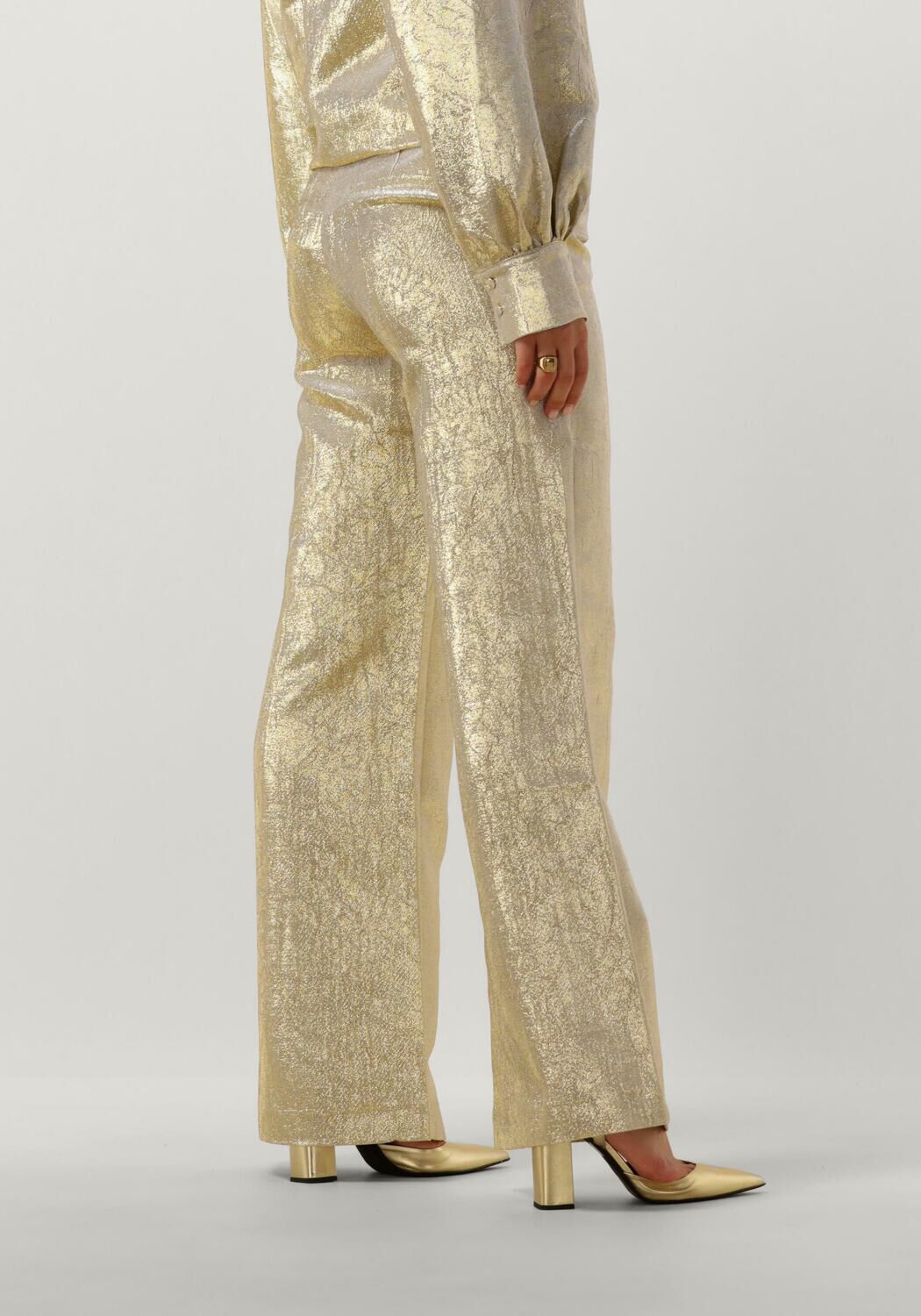 POM AMSTERDAM Dames Broeken Stardust Gold Pants Goud