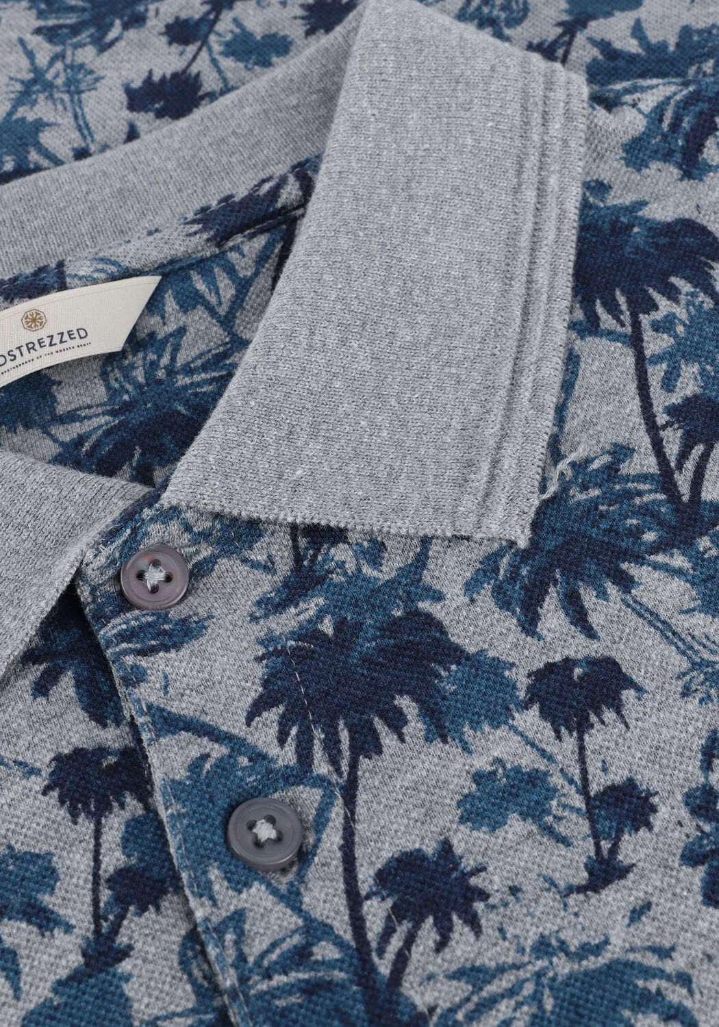 Grijze DSTREZZED Polo BOWIE POLO AQUA PALM PIQUE - large