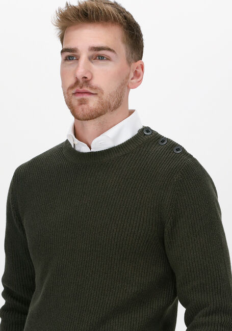 Donkergroene SELECTED HOMME Trui SLHIRVEN LS KNIT BUTTON CREW W - large