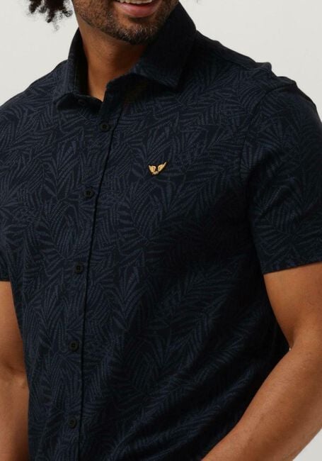 Donkerblauwe PME LEGEND Casual overhemd SHORT SLEEVE SHIRT PRINT ON PIQUE JERSEY - large