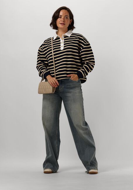 Donkerblauwe TOMMY HILFIGER Sweater REG STP GOLD BTN POLO SWTSHRT - large