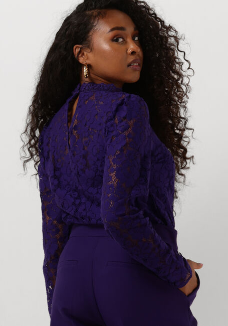 Paarse JANSEN AMSTERDAM Blouses LC199 BLOUSE LACE LONG SLEEVES - large