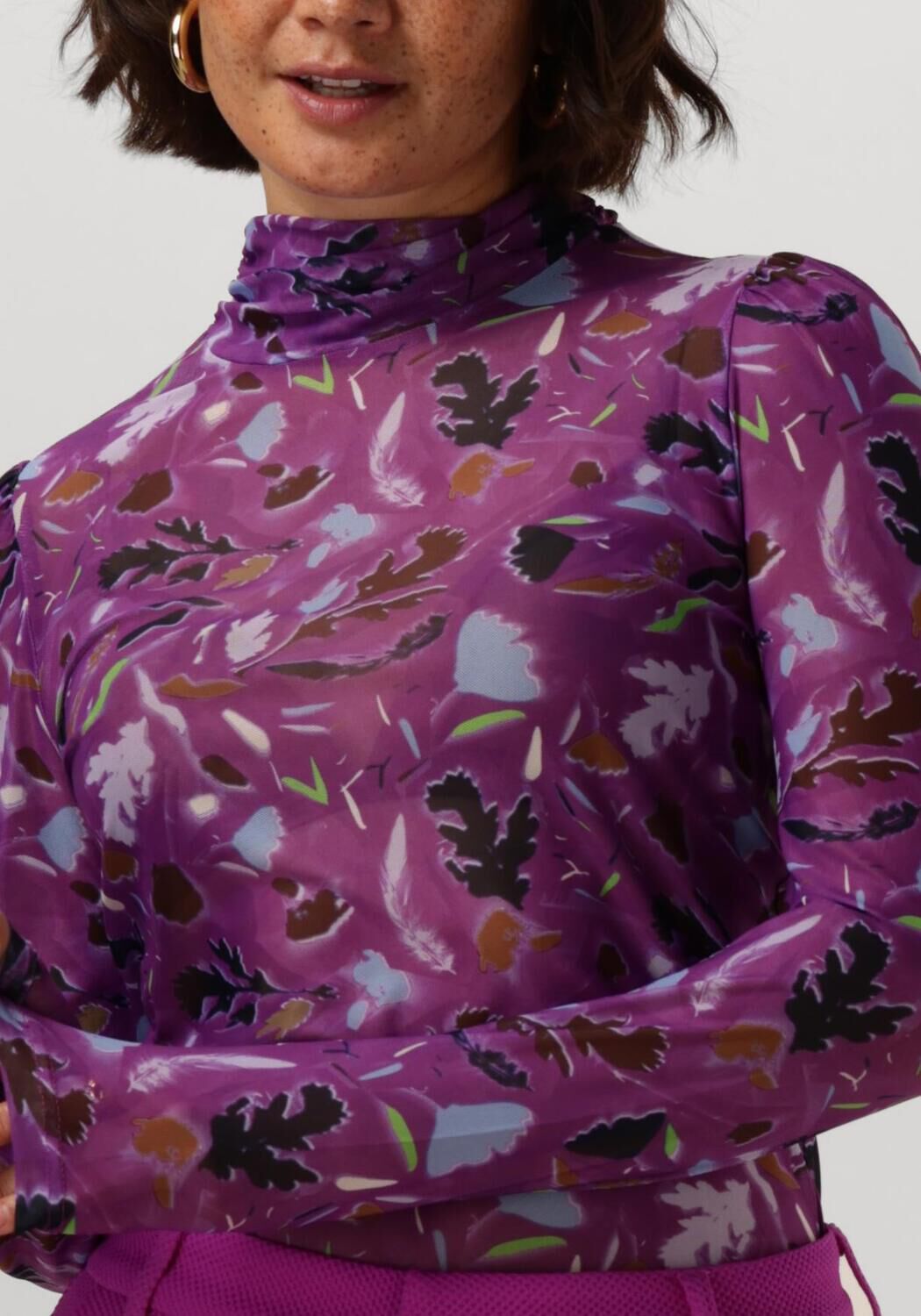 POM AMSTERDAM Dames Tops & T-shirts Featherfest Cactus Pink Paars