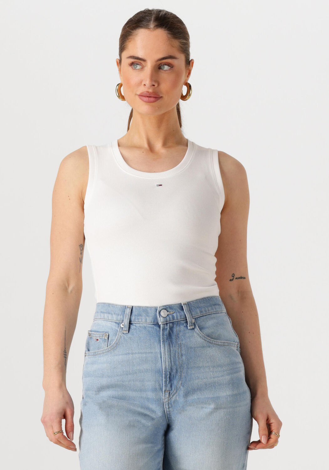 TOMMY JEANS Dames Tops & T-shirts Tjw Essential Rib Tank Ext Wit