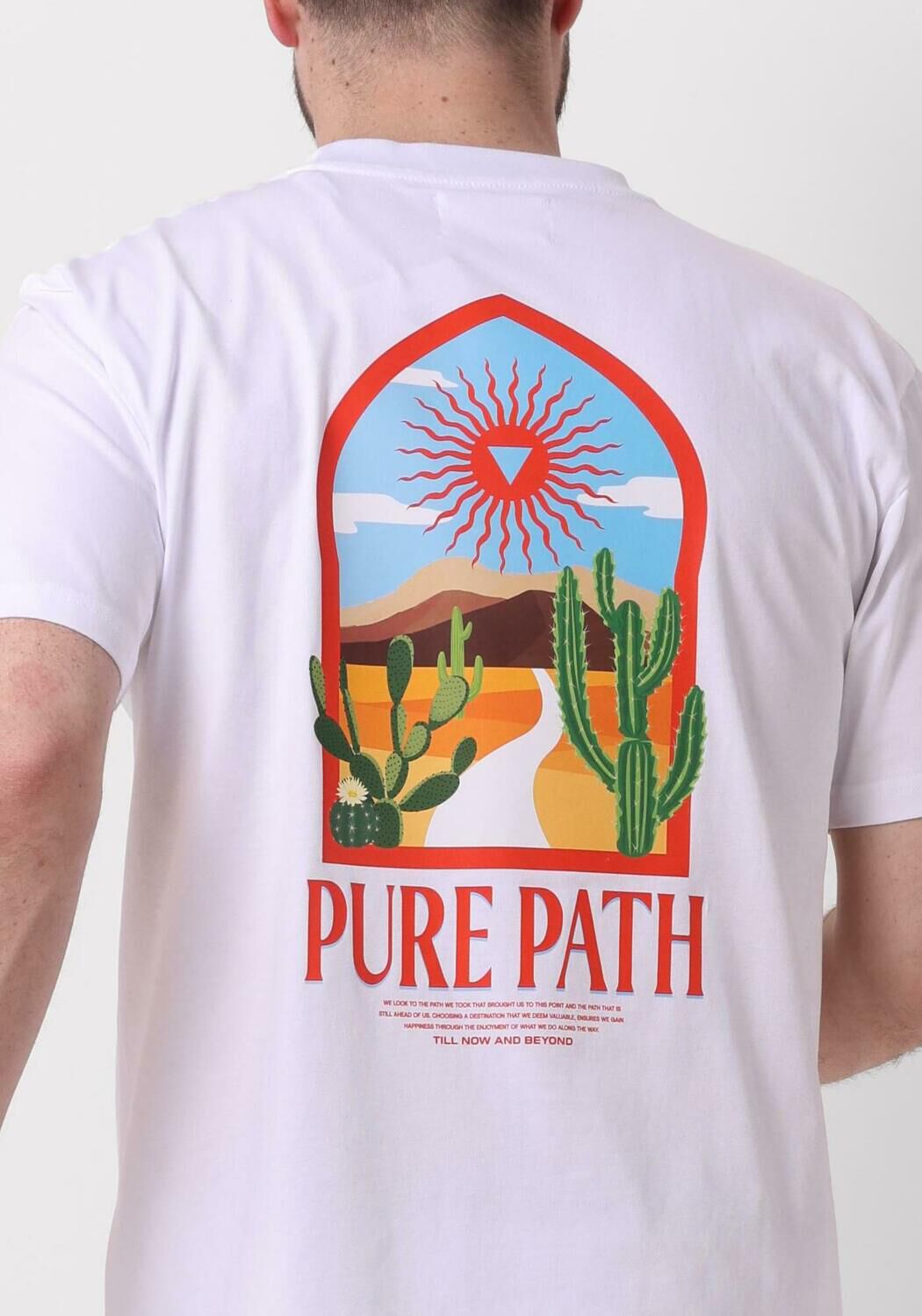 PURE PATH Heren Polo's & T-shirts Tshirt With Chest And Back Print Wit