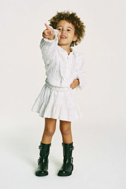 Witte ALIX MINI Blouses WOVEN GLITTER BULL RUFFLE BLOUSE - large