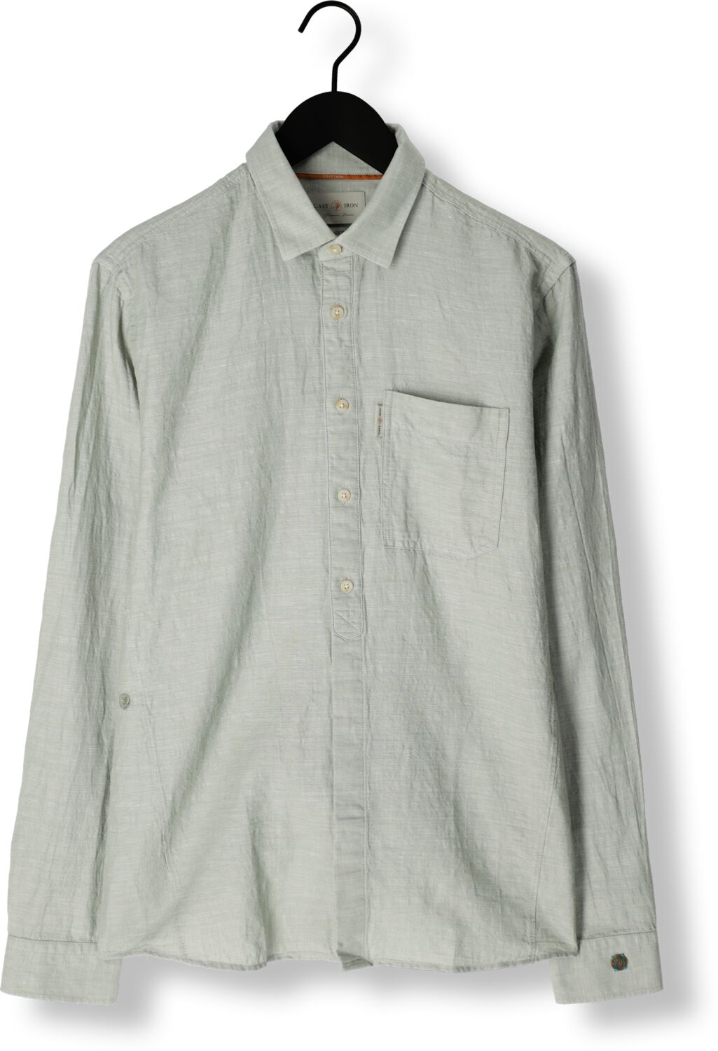 CAST IRON Heren Overhemden Long Sleeve Shirtco Li Dobby Groen