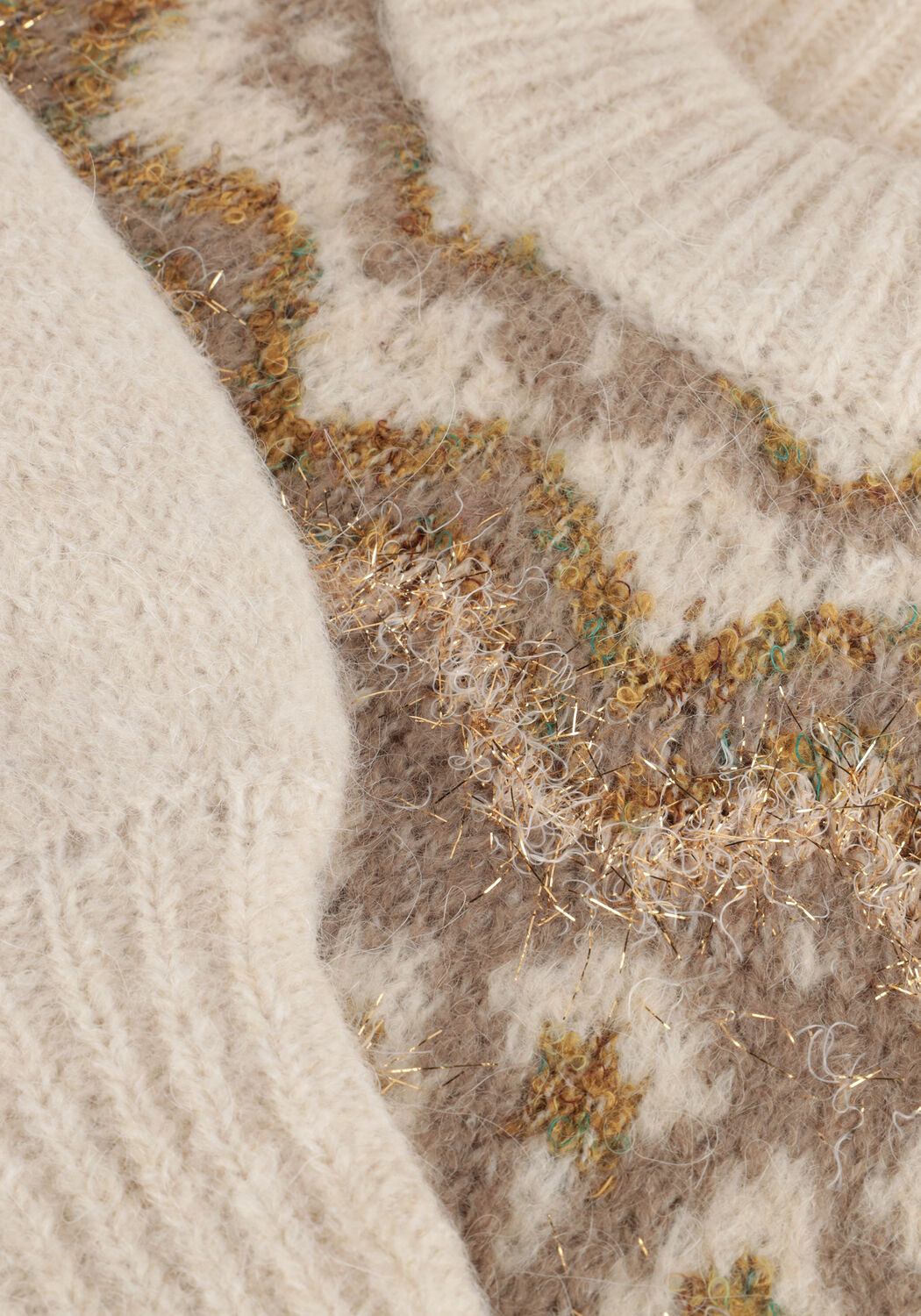 Beige Y.A.S. Trui YASELA LS SHIMMER KNIT PULLOVER - large