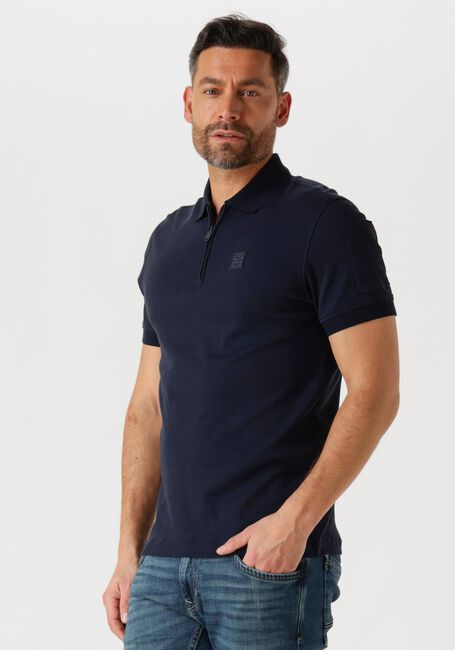 Blauwe PME LEGEND Polo SHORT SLEEVE POLO INTERLOCK MELANGE ZIP - large