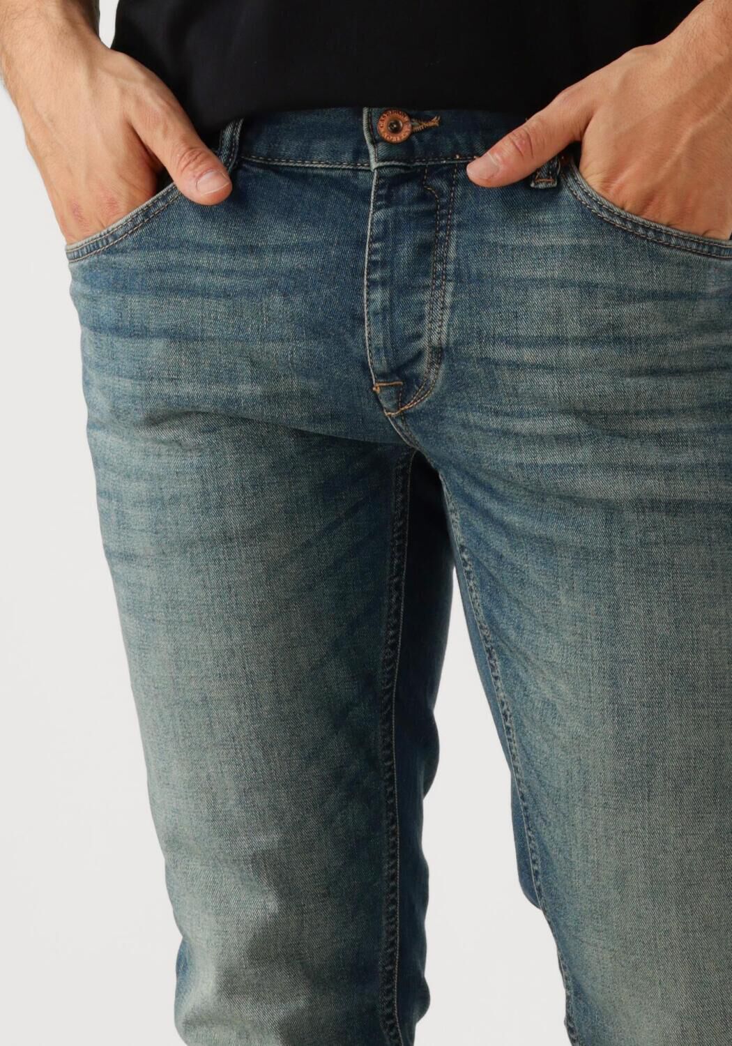 CAST IRON Heren Jeans Riser Slim Worn-in Blue Denim Blauw