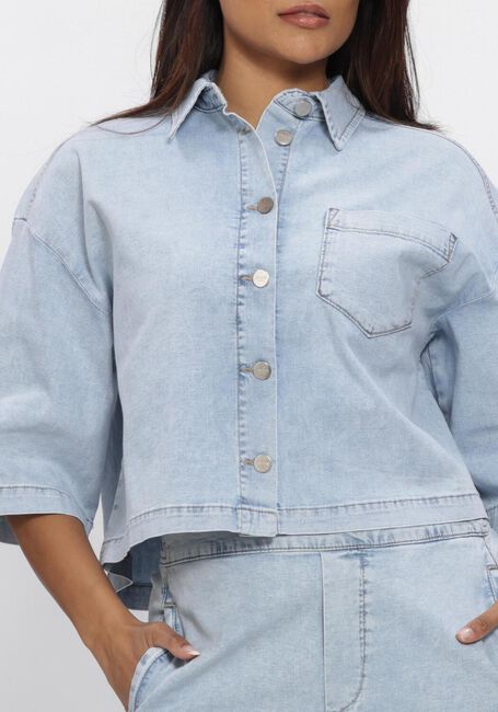 Blauwe JANSEN AMSTERDAM Spijkerjas MABEL JASJE LLBD 732 LIGHT DEMIN SHORT SLEEVE WIDE FIT - large