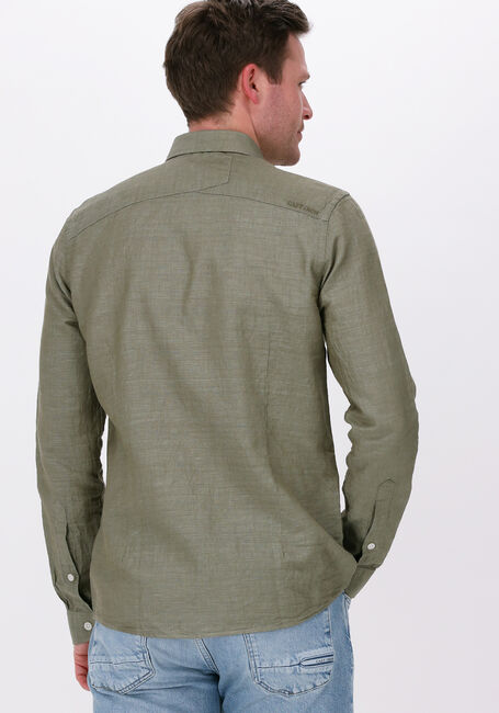 Olijf CAST IRON Casual overhemd LONG SLEEVE SHIRT COTTON LINEN DOBBY - large
