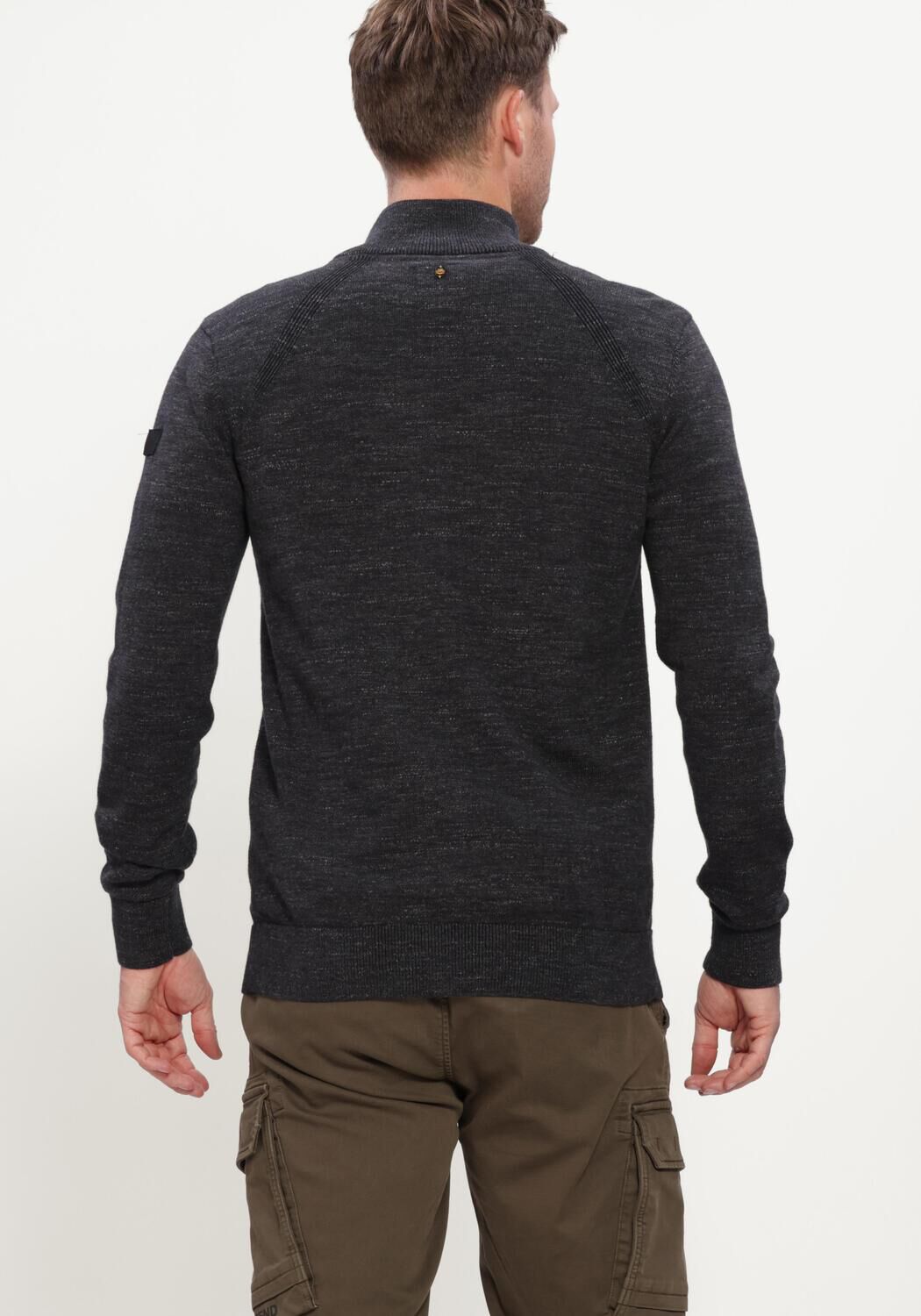 Donkergrijze PME LEGEND Trui HALF ZIP COLLAR COTTON RIB - large