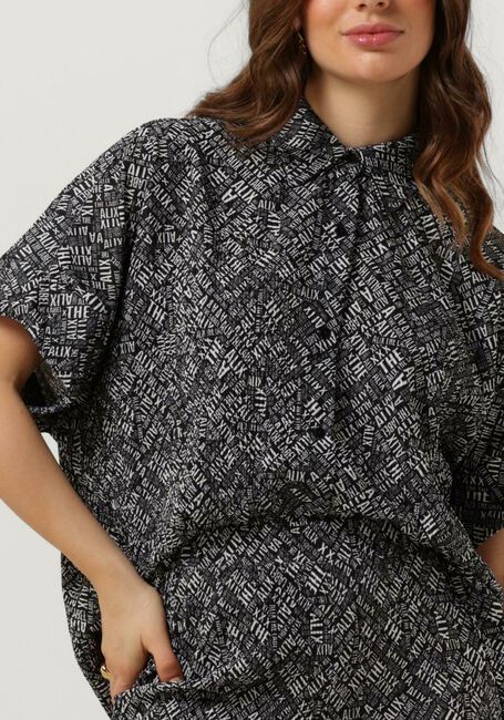 Zwarte ALIX THE LABEL Blouses LADIES WOVEN CRINKLE TEXT OVERSIZED BLOUSE - large