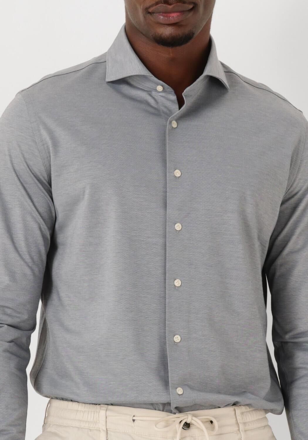 PROFUOMO Heren Overhemden Shirt X-cutaway Japanese Knitted Grijs