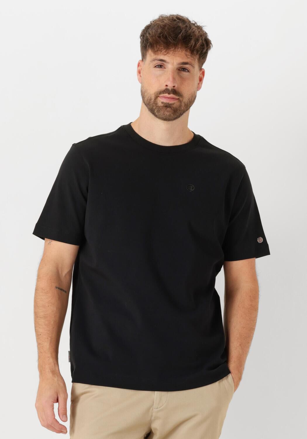 CAST IRON Heren Polo's & T-shirts Crewneck Regular Fit Interlock Essential Zwart