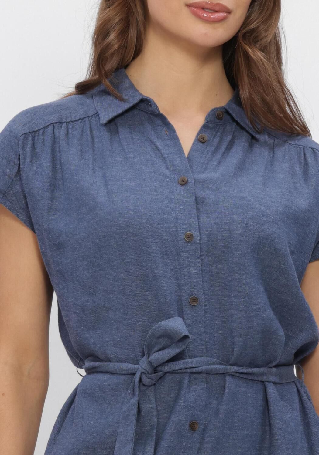 Blauwe MSCH COPENHAGEN Jurken MSCHVIANA GINIA SS SHIRT DRESS - large