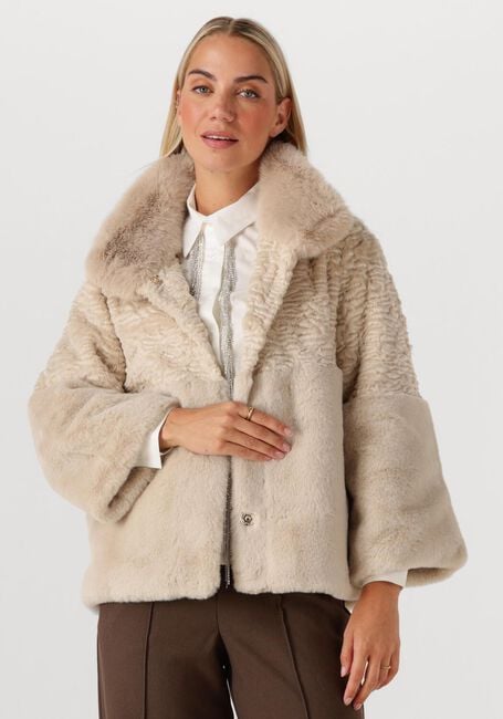 Beige FREEBIRD Faux fur jas OLISA - large