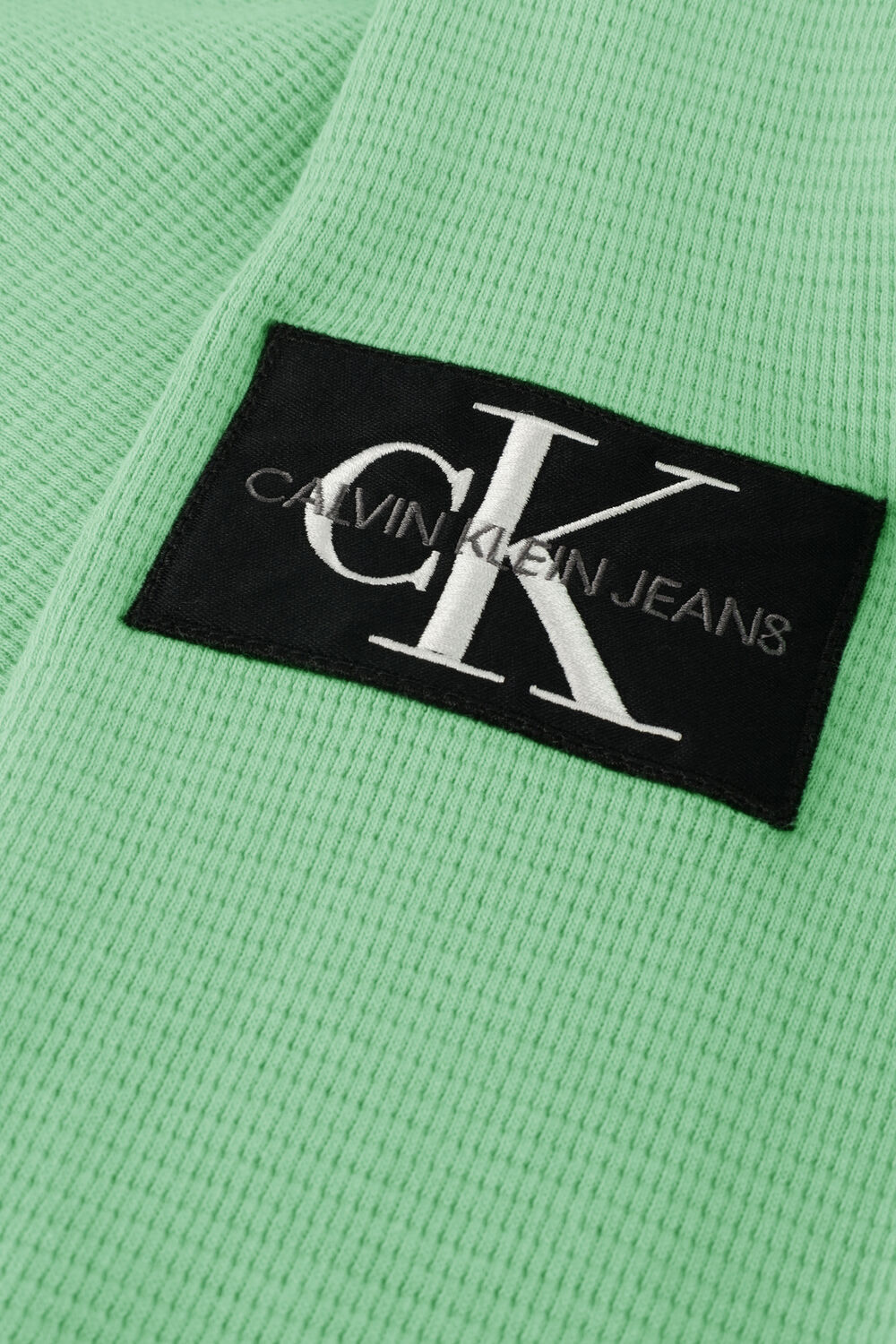 Groene CALVIN KLEIN Sweater MONOLOGO BADGE WAFFLE LS TEE - large