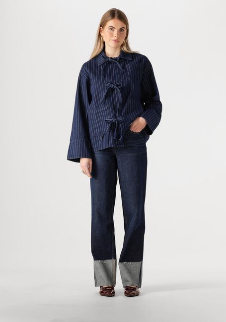 Donkerblauwe NEO NOIR Blouses STARLIE STRIPE SHIRT - large