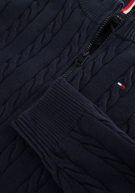 Donkerblauwe TOMMY HILFIGER Trui CABLE HALF ZIP SWEATER - large