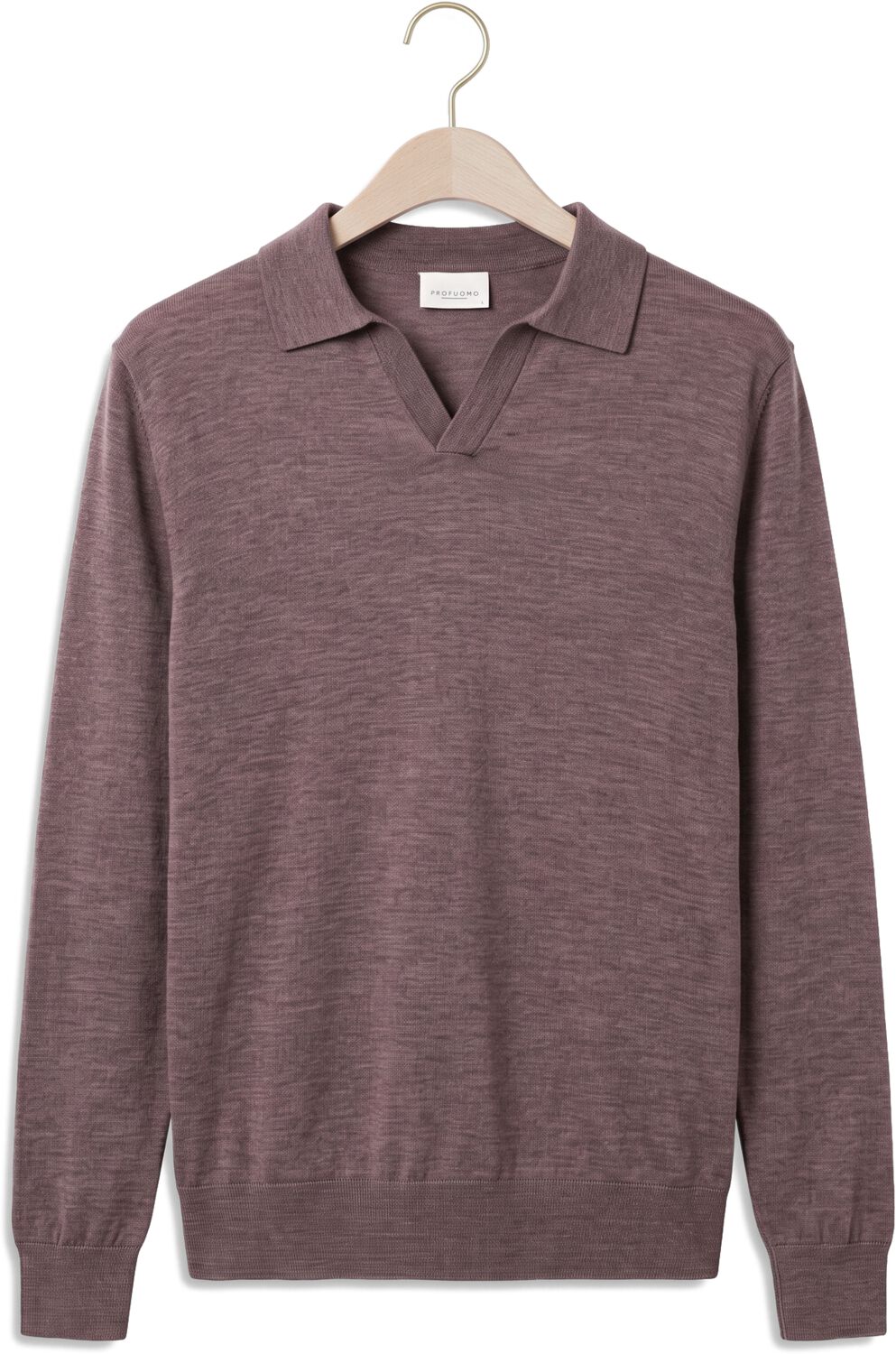 PROFUOMO Heren Truien & Vesten Polo Open Collar Ls Extrafine Merino Plum