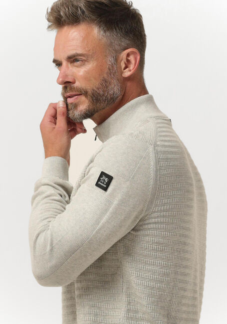 Gebroken wit VANGUARD Trui HALF ZIP COLLAR COTTON STRUCTURE - large