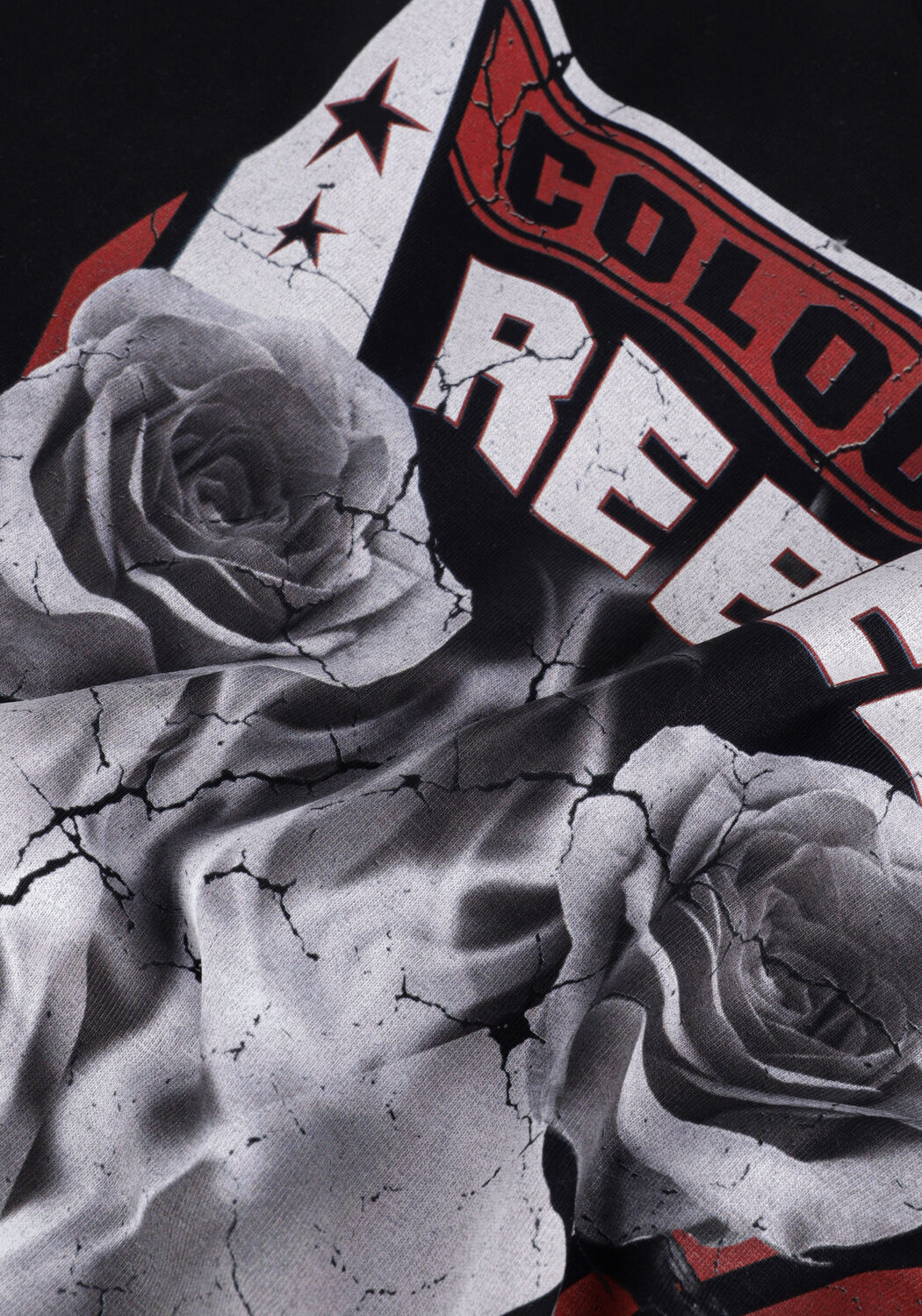 Zwarte COLOURFUL REBEL T-shirt BURNING ROSES BOXY TEE - large