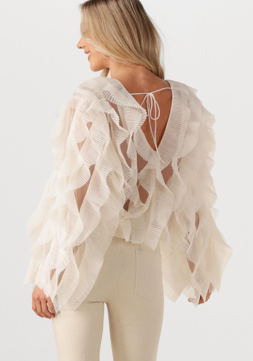 DANTE6 Dames Blouses Phora Tulle Ruffled Top Ecru