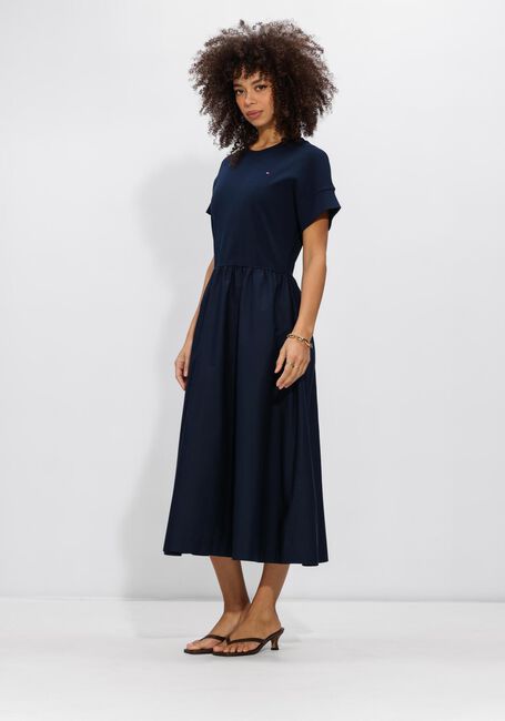 Donkerblauwe TOMMY HILFIGER Midi jurk CODY MID MEDIA C-NK MIDI DRESS - large