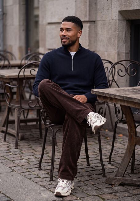 Donkerblauwe JC RAGS Trui PULLOVER HALF ZIP EMILE - large