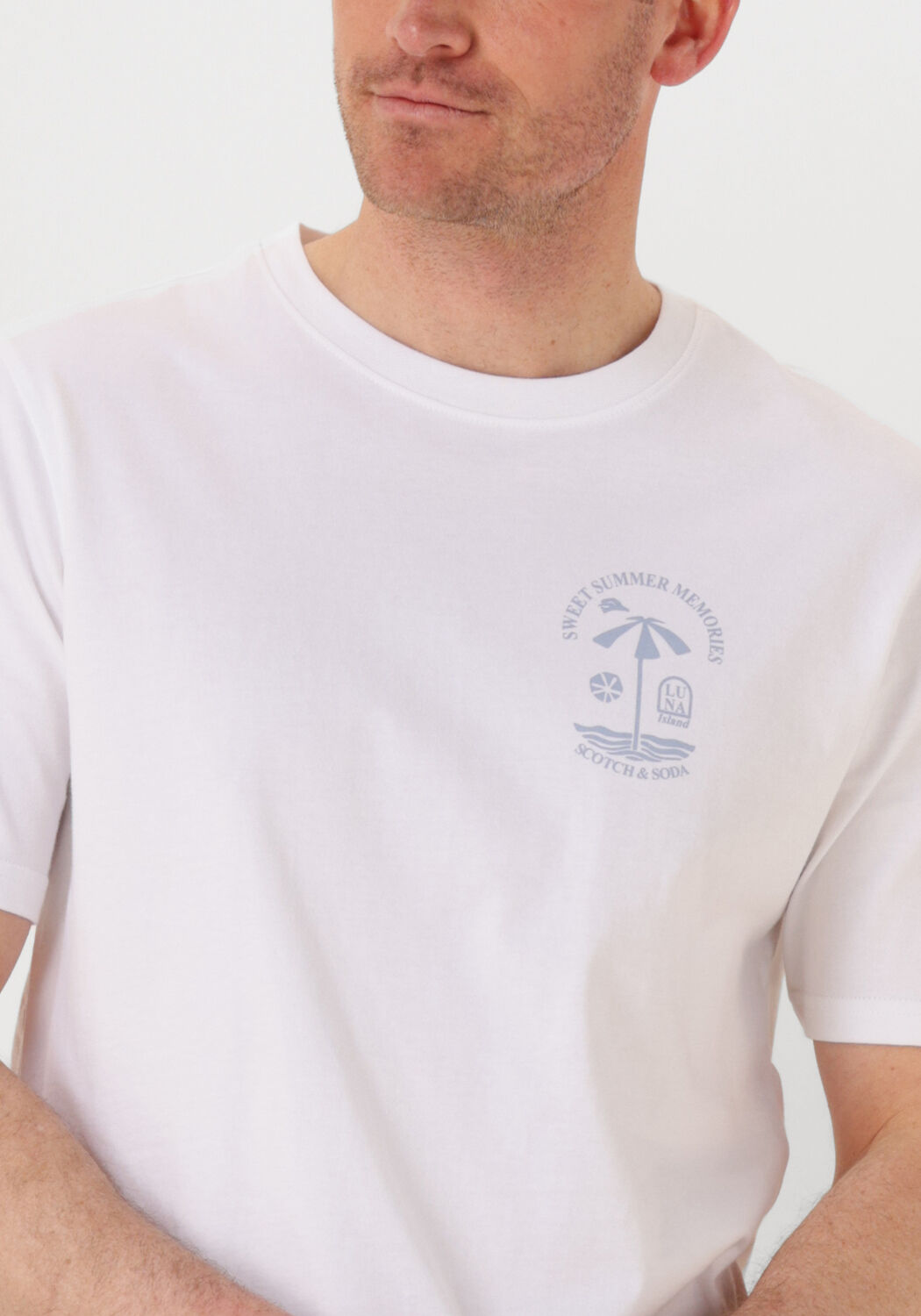 SCOTCH & SODA Heren Polo's & T-shirts Regular Fit Left Chest Logo T-shirt Wit
