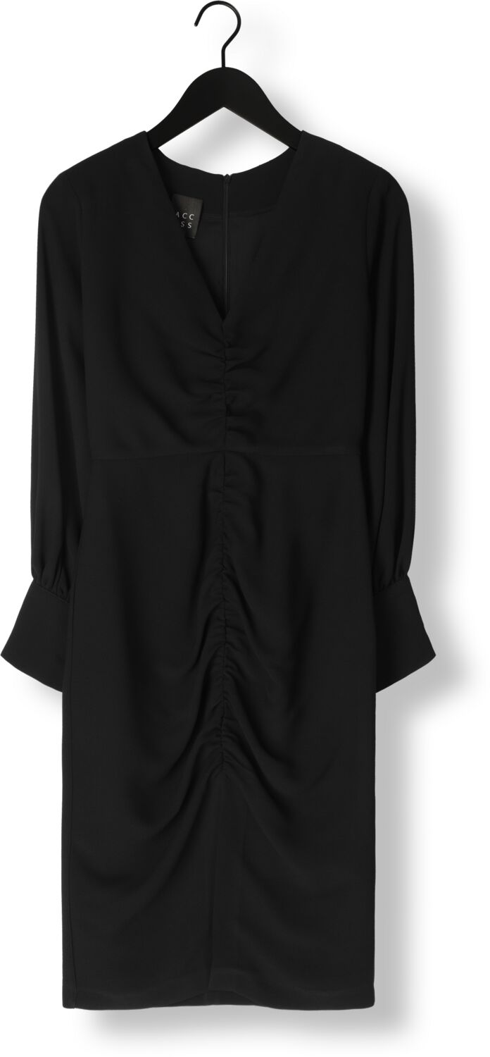ACCESS Dames Jurken Ruched Dress With V Neckline Zwart