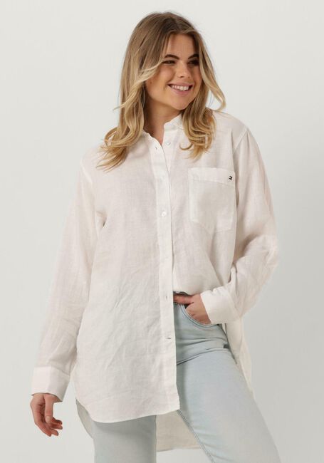 Witte TOMMY HILFIGER Blouse LINEN OVERSIZED SHIRT LS - large