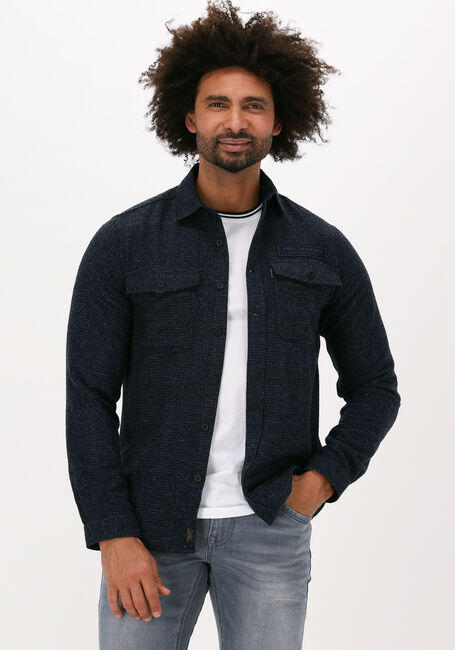 Donkerblauwe PME LEGEND Casual overhemd LONG SLEEVE SHIRT WOOL BLEND - large