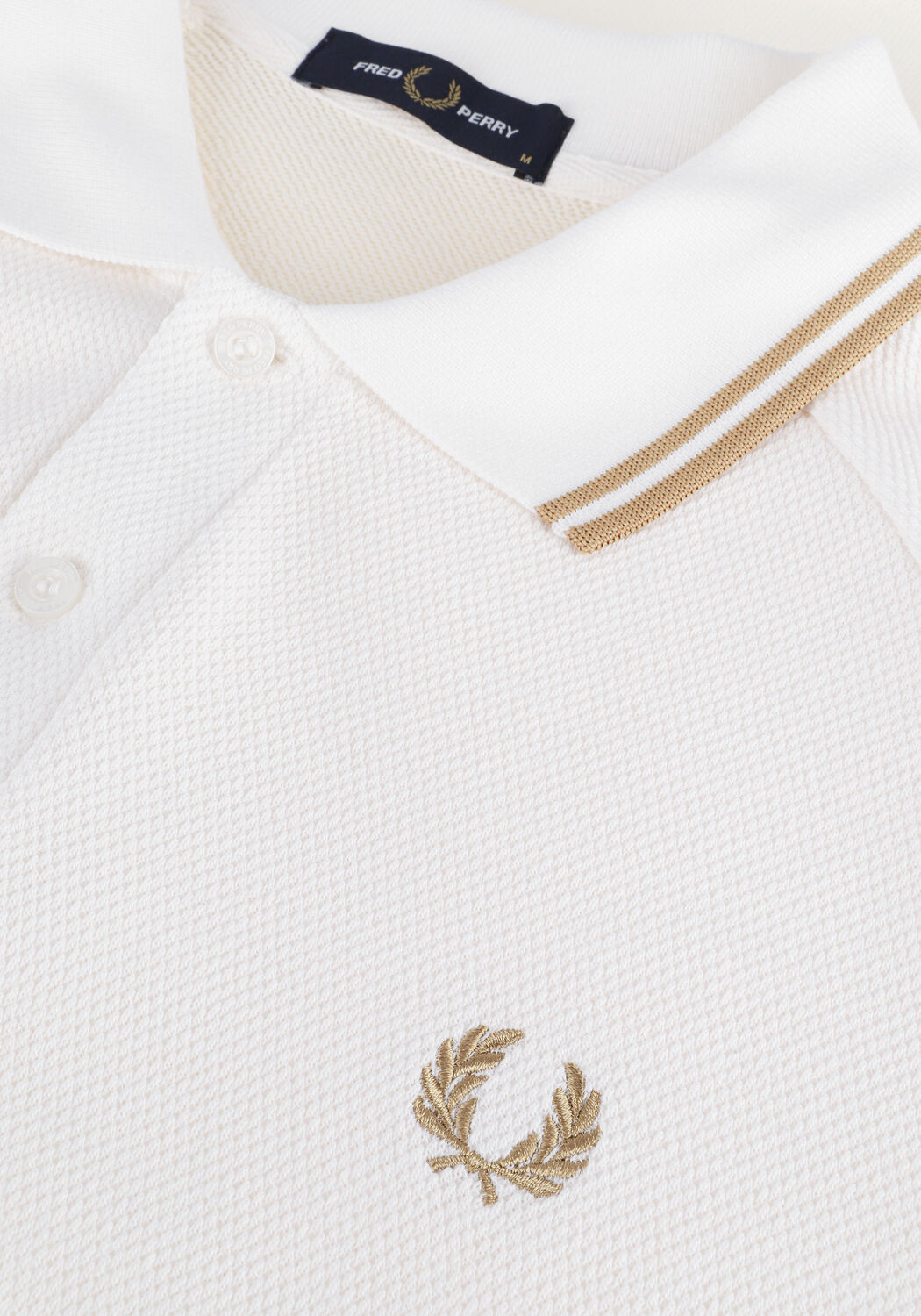 Witte FRED PERRY Sweater SWEATSHIRT PANEL POLO SHIRT - large