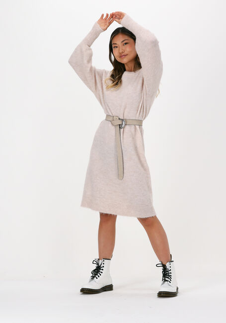 Beige SELECTED FEMME Mini jurk SLFLULU LS KNIT DRESS B - large