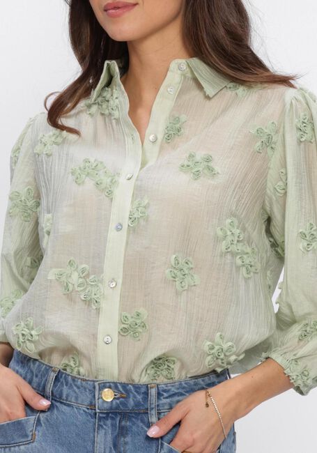 Mint JANSEN AMSTERDAM Blouses ROOS BLOUSE 3DF1 778 3/4 PUFFED SLEEVE 3D FLOWERS - large