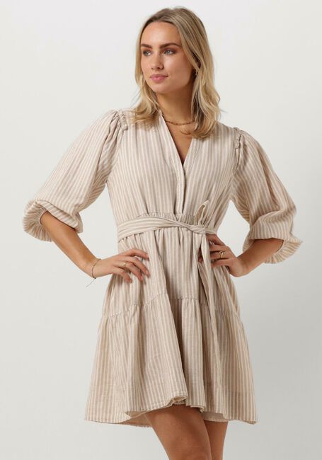 Witte SELECTED FEMME Mini jurk SLFHILLIE 3/4 STRIPED SHORT LINEN DRESS - large