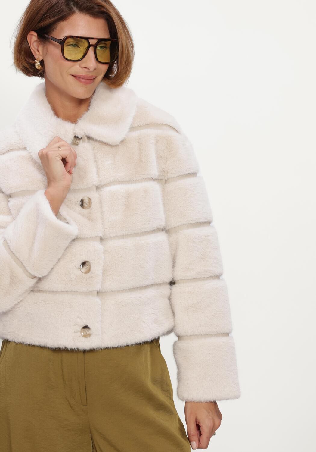Creme BEAUMONT Faux fur jas ELSIE JACKET - large