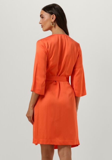 Oranje SELECTED FEMME Mini jurk SLFFRANZISKA 3/4 SHORT SATIN WRAP DRESS - large
