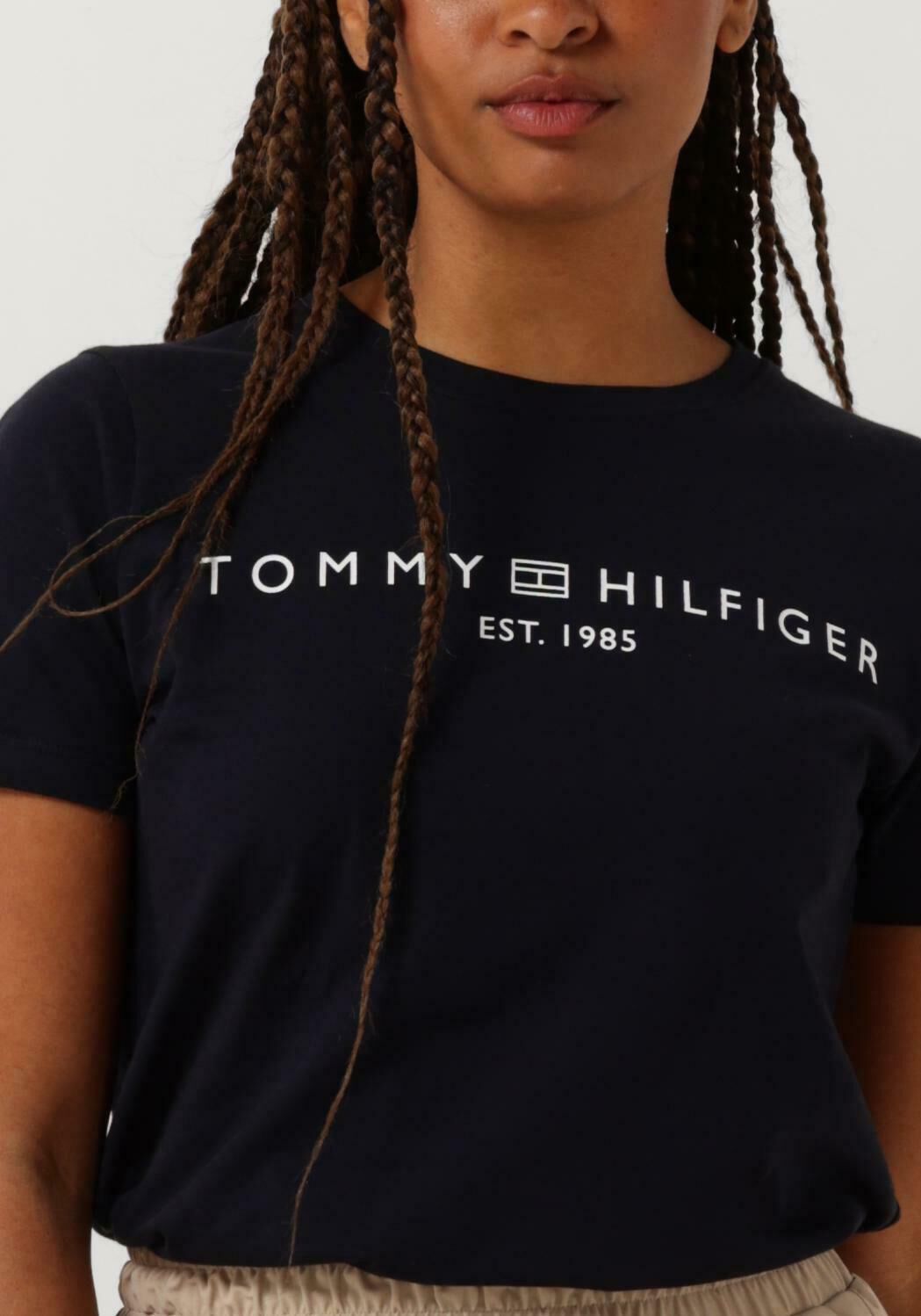 TOMMY HILFIGER Dames Tops & T-shirts Rec Corp Logo C-nk Donkerblauw