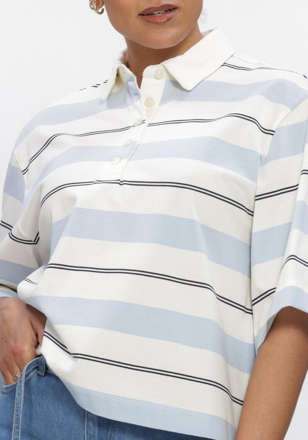 Grijze SELECTED WOMEN Tops & T-shirts SLFRELAXED MELLIE 2/4 POLO - large